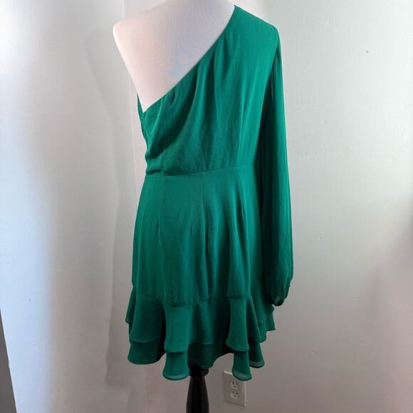Michael Costello x Revolve Sunny Emerald One Shoulder Cut Out Mini Dress Large - Picture 12 of 13